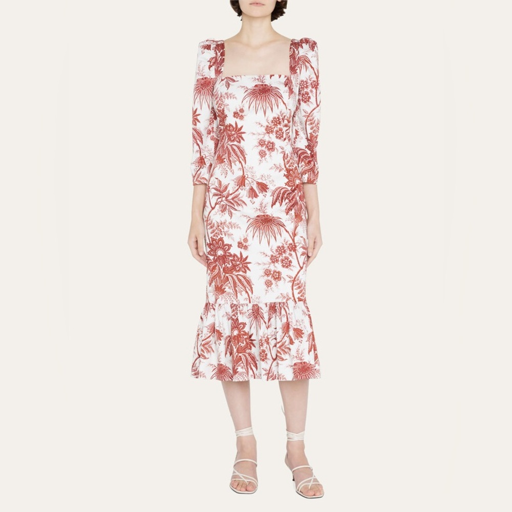 CARA CARA Busy Cotton Sateen Toile-print Midi Dress
